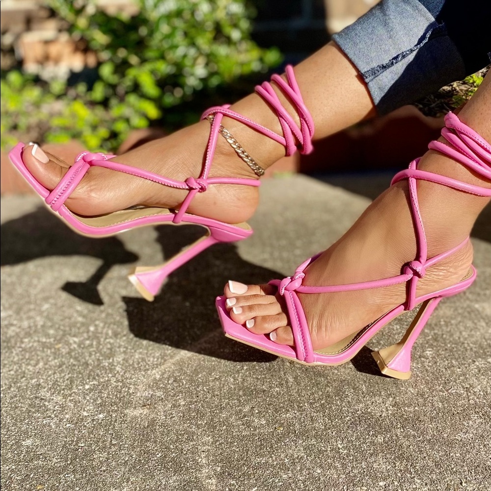 Camille 💕 Pink Square Toe Strappy Heel
